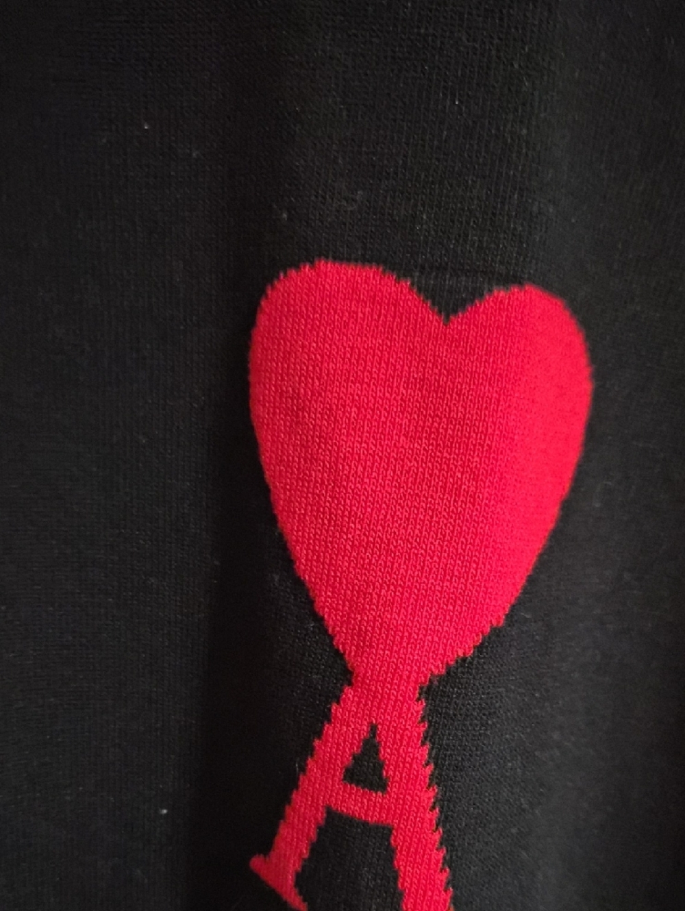 Ami Alexandre Mattiussi Black Crewneck Sweater with Red Heart A Logo - Picture 2 of 4